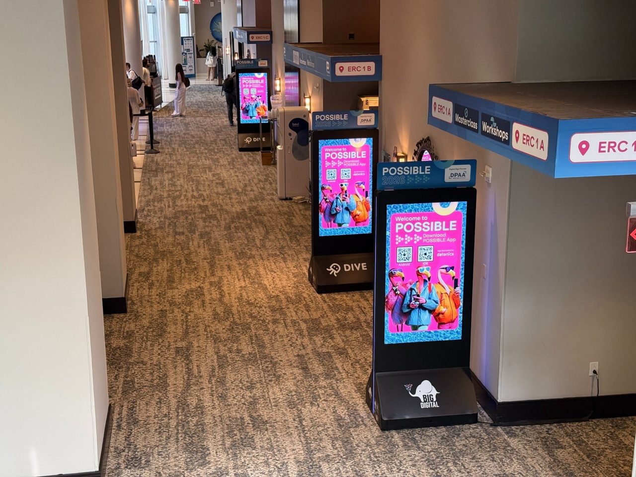 Des bornes numériques interactives de BIG Digital au salon Possible 2026, à Miami